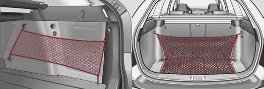 Seter og oppbevaring 53 Festenett - Nettprogram Combi* På begge sider av bagasjerommet er det nedfellbare kroker der det kan festes små gjenstander, for eksempel vesker o.l. bilde 58.