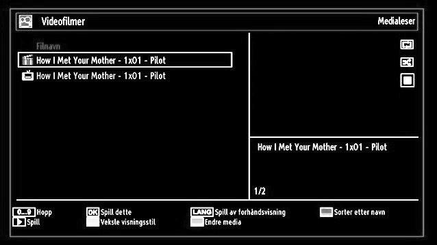 I tillegg vises følgende skjerm automatisk når du setter inn en USB-enhet: Du kan velge en sendingstype fra listen ved å bruke / og OK.