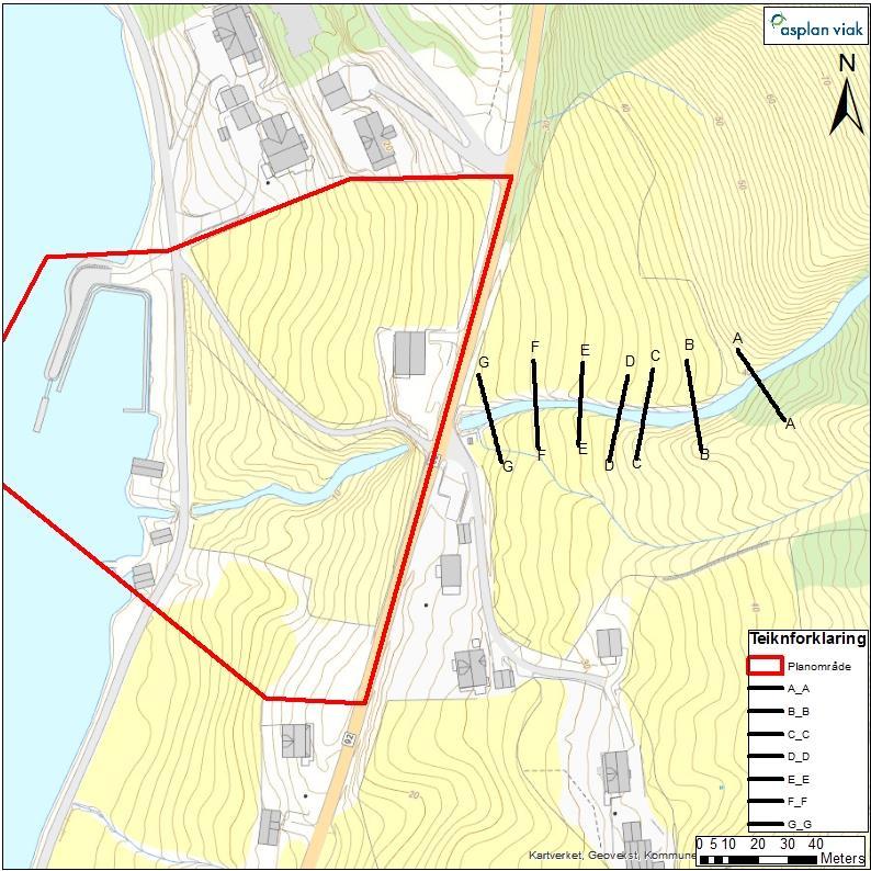 3 VASSLINJEUTREKNING For planområdet er det gjort vasslinjeutrekning med programvaren Hec-Ras. Kartgrunnlaget er laserdata henta frå hoydedata.