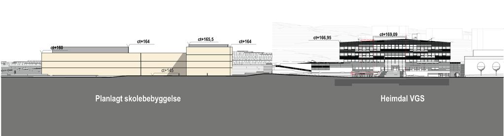 Heimdal VGS Oppriss av planforslag fra øst sammenstilt med