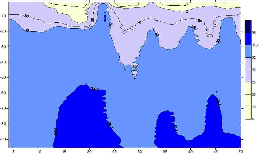 I Breiangen ble det ikke observert atlantisk vann i 2004 (Figur 4-2 ).