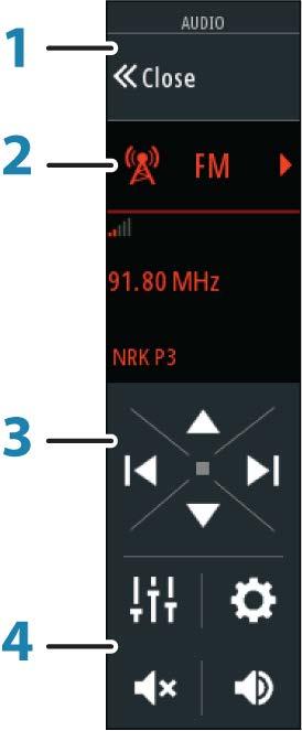 Aktivere lyd En kompatibel lydenhet som kobles til NMEA 2000-nettverket, skal automatisk bli identifisert i systemet. Hvis ikke aktiverer du funksjonen fra dialogboksen Avanserte innstillinger.