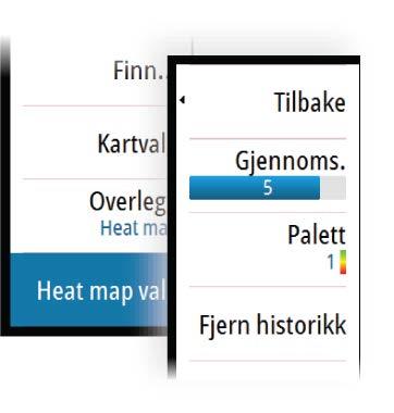 Bruk alternativet for sletting av historikk for å slette alle varmekartdataene som er samlet inn frem til tidspunktet da alternativet velges. Varmekartdataene slettes automatisk når enheten slås av.