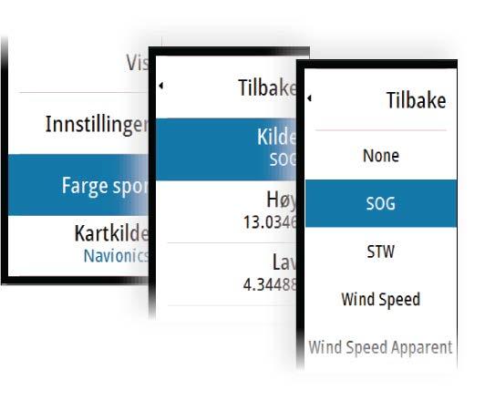 Sporet kan farges på to måter: Velg sporet i dialogboksen Spor, og angi fargen for hele sporet i Rediger spordialogboksen.