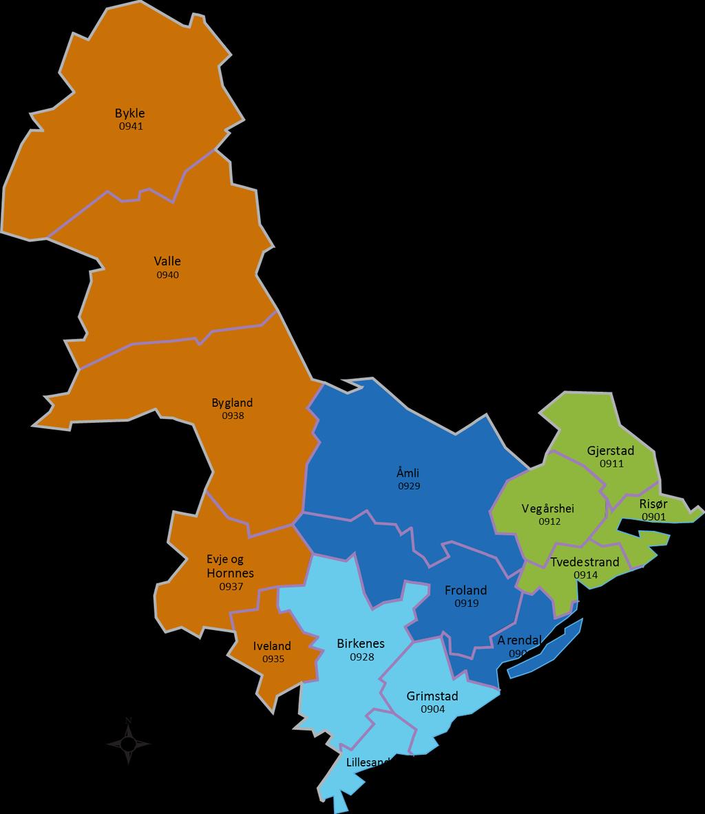 Kort om Aust-Agder og NAV i Aust-Agder 15 kommuner Befolkning