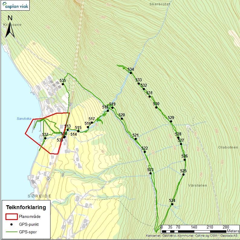 7 3 OMRÅDESKILDRING Området som er vurdert for skredfare er vestvendt, og ligg på Søreide, (Figur 1). Planområdet ligg ved havnivå. Nord for planområdet er det eit eksisterande bustadfelt.