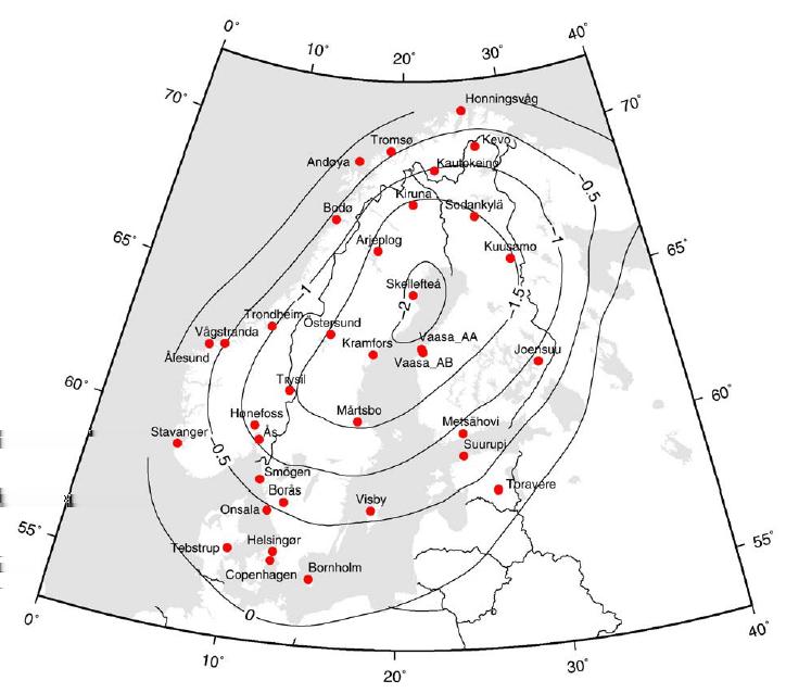 NKG tok i 199 initiativet til å etablere et nettverk av permanente geodetiske stasjoner i Fennoskandia [Steffen et al.