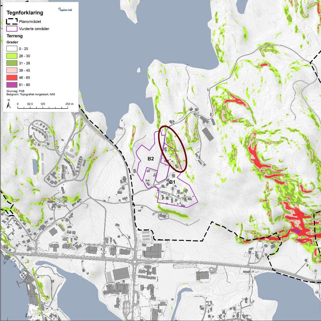 Side 11 av 22 Figur 4-3 Terrenghelning for område B1
