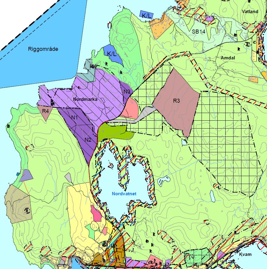 Side 3 av 22 Figur 1-1 Eksisterende kommuneplan: 0-alternativet. 1.1 Forbehold og avgrensninger Det er ikke foretatt noen befaring i felt.