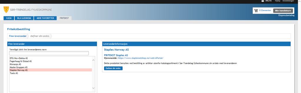 Fritekstordre Fritekstordre benyttes dersom ønsket produkt ikke finnes i katalogen som ligger på