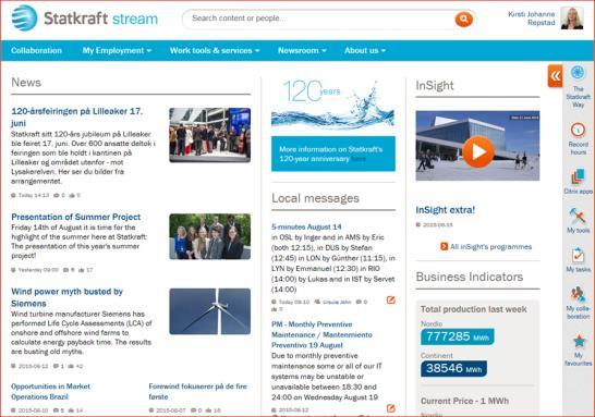 Vårt intranett dekker behovene for felles informasjons- og kommunikasjonskanal Vi jobber gjennom