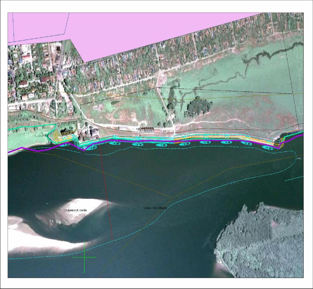 Fig. 8 Portul Corabia. Amplasamentul lucrarilor hidrotehnice proiectate Sursa: Document: Studiul de Fezabilitate 4.