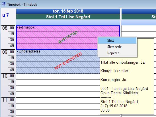 Tilsvarende tid som markeres i timeboken vil da vises som tilgjengelig tid for pasienten på bestillingssiden.