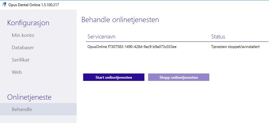 Online tjenesten 1. Gå til Behandle og klikk Start onlinetjenesten. 2.