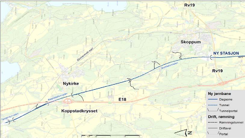 Oversikt Ny bane 13,6 km Total