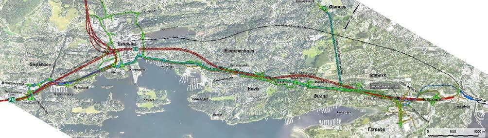 Parsell Lysaker Strand - Ramstadsletta med tverrforbindelse til Gjønnes og Fornebu er kostnadsberegnet til 13,7 mrd. 2018-kr (ekskl. Lysaker kollektivterminal).