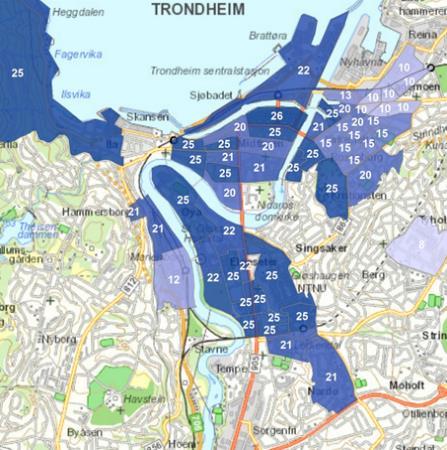 24 Parkering Figur 3-11 illustrerer hvordan avgiftene på offentlige parkeringsplasser varierer i Trondheim.