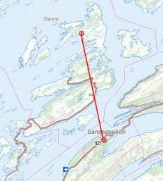 Bosetting By- og tettsted Figur 21 Kart som viser avstand til Sandnessjøen. Nærmeste større tettsted/by er Sandnessjøen med en avstand på ca 20 km i luftlinje.