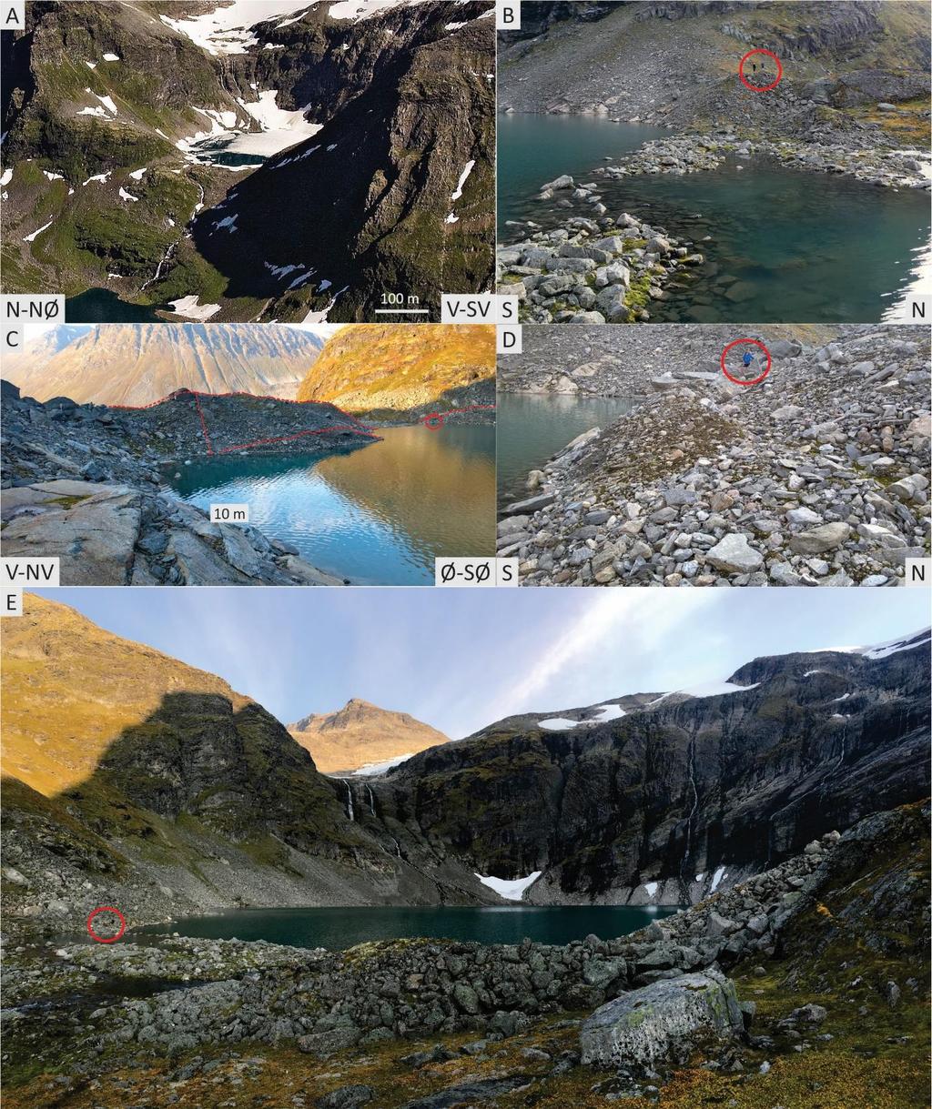 Figur 4.28: A: Oversiktsbilde over Trollkupa. Nederst på bildet kan man se deler av Møllsvatnet. Foto: Rønneberg og Loftesnes (2009).