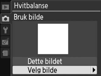 Kopiere hvitbalanse fra et bilde Følg fremgangsmåten nedenfor for å kopiere en verdi for hvitbalanse fra et bilde på minnekortet. 1 Velg Manuell forh.innst. Trykk på G-knappen for å vise menyene.