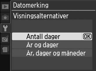 Du kan forandre datoen eller lagre ytterligere datoer ved å markere et spor, trykke på 2 og angi datoen. Du kan bruke den lagrede datoen ved å markere sporet og trykke på J.