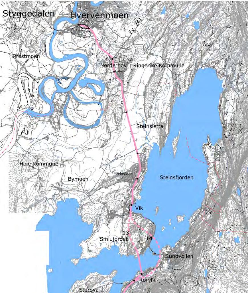 Rosa korridor 23000 Trafikktall 2043 Rosa korridor: - Redusert standard, tilfredsstiller ikke 23000 kravene i vegnormalen