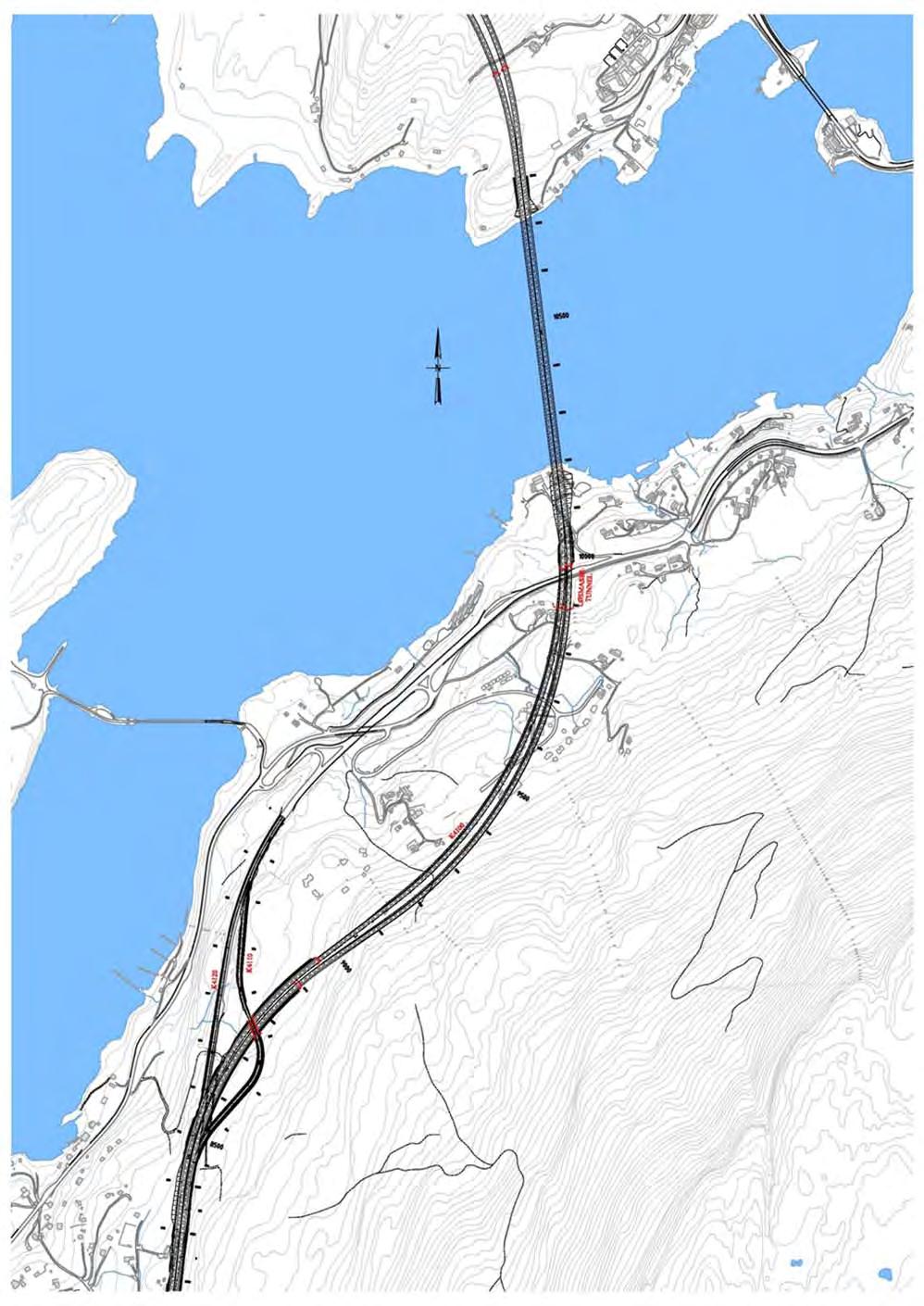 Alternativ kryssing av Kroksund i grønn, blå og rød korridor Hensikt få til ei rett bru som kan kombineres med jernbane på bru over Kroksund (to parallelle bruer eller ei felles bru) Kan inngå i alle