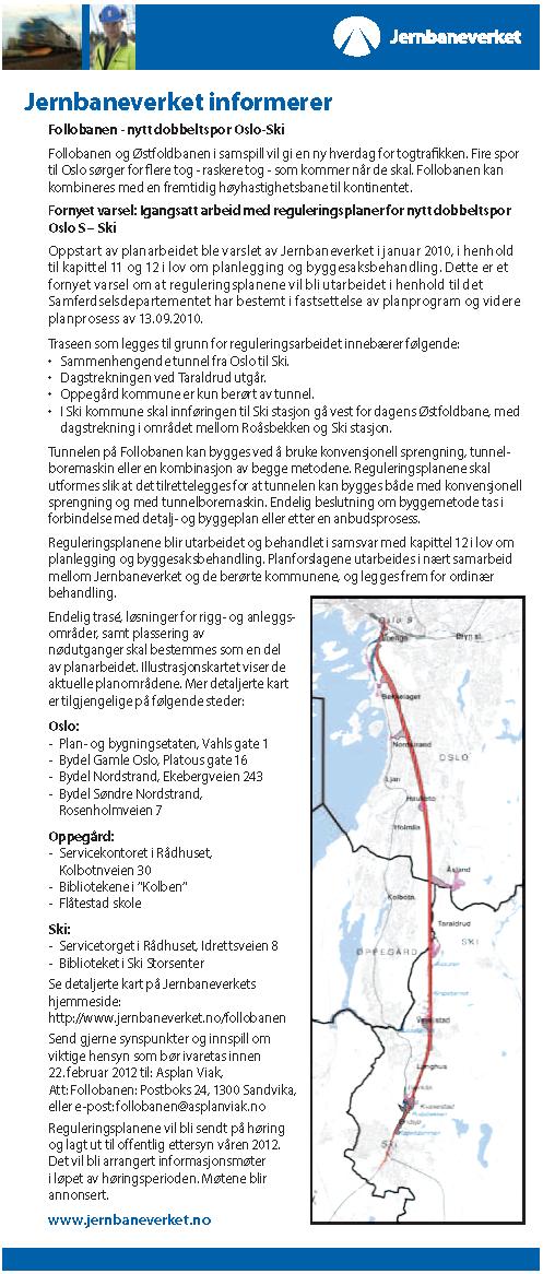 Fornyet varsel om oppstart av