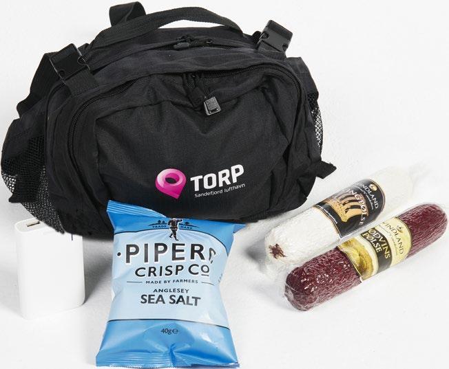 199697 Marka hoftesekk påsken 2018 Marka hoftesekk pakket med Pipers crisp salte chips, 40 g Rødvinspølse, ca 300 g