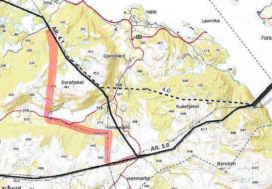 101/191, hvor det foreligger godkjenning til en erstatningshytte som vil bli sterkt berørt av traseen over Lifjell.