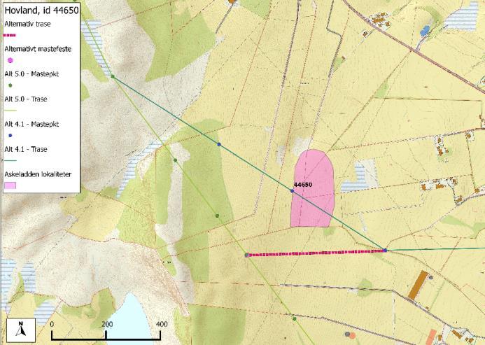 Side 6 Ved Horve kommer trasé 4.1 ca. 20 meter sør for et automatisk fredet kulturminne i form av en gravhaug (id. 34582). Ved Gjestaland ligger den ca.