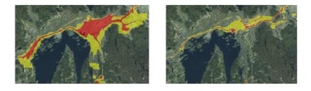 Betydning av meteorologi Luftsonekart for Oslo for 2013 (venstre) og 2015