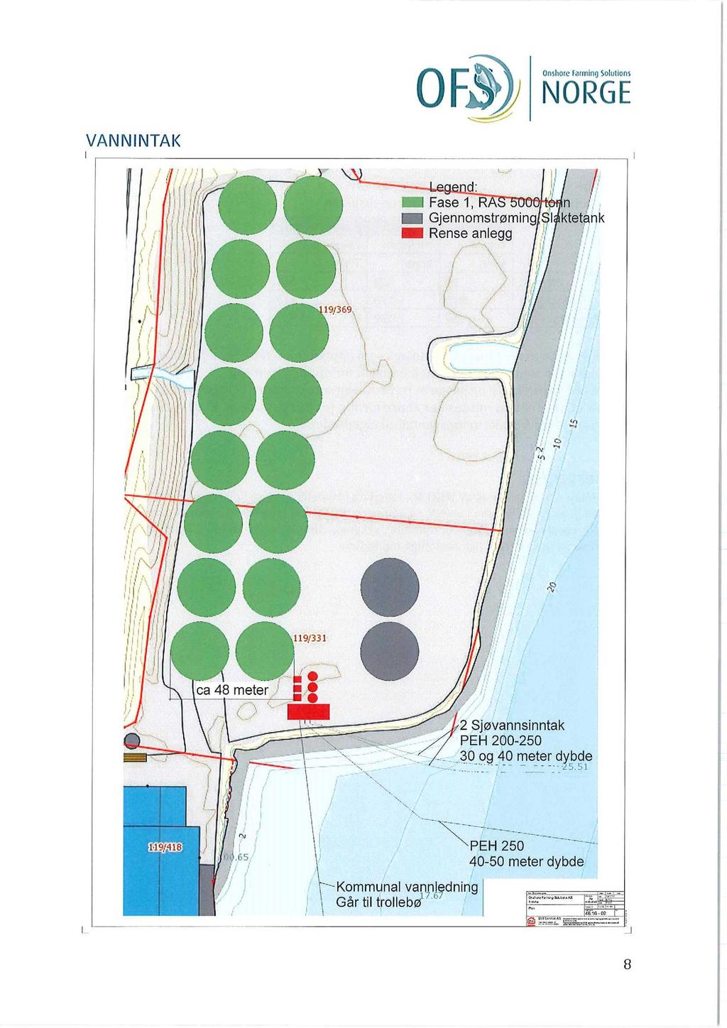 Onshore hmning Solullum VANNINTAK ' i _ " m " / ifasseääås BUO? n :' Gjennomstrøming $l ktetank - Rense anlegg ' i.. r y r i av. a': "33 l! u '3'? 5' :*., l ' *??!/1 9 Å,r l'l. I =, ca 48 meter,. l=,.