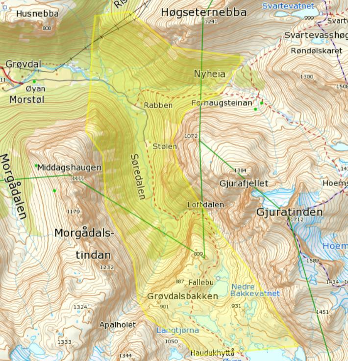 Figur 1: En grov oversikt over beiteområdet