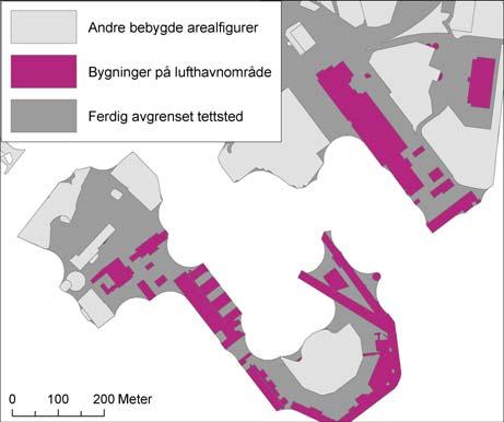 Siden selve arealfigurene der ikke er med, er det eventuelle bygninger som definerer tettstedsgrensa i slike områder.