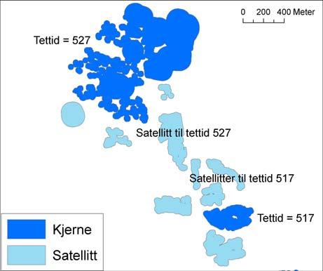 Notater 2014/28 Justert tettstedsavgrensing I tidligere metode ble det også gjennomført manuell sammenkoding av noen tettsteder, blant annet for Tromsø, Kristiansand og Trondheim.