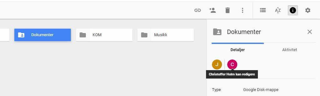 com Del en mappe med andre Det er lett å dele innhold fra Google Disk med andre og du