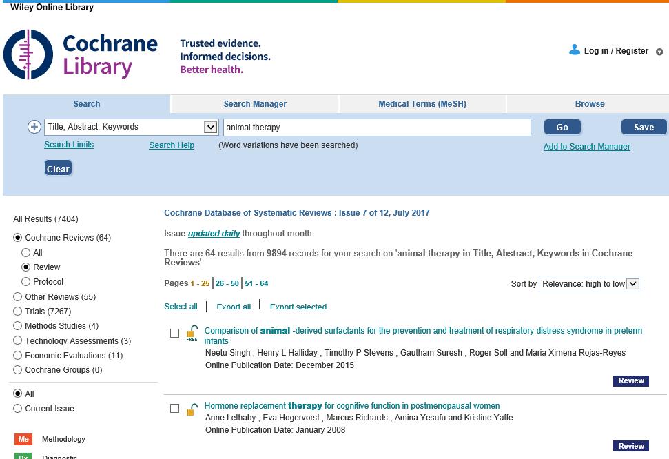 2.1.7 Cochrane Library Metode 1 send flere referanser samtidig med mellomlagring 1.