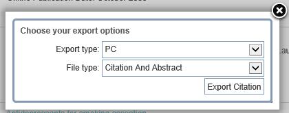 trefflisten. 2. Velg Export type: PC hvis du bruker PC, Mac hvis du bruker Mac, og velg File type: Citation And Abstract.