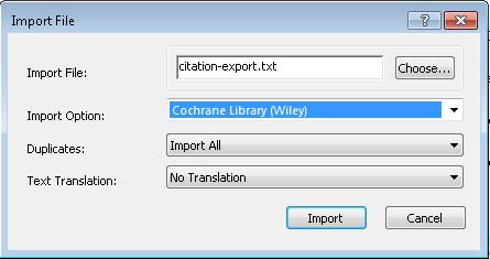 Gå til EndNote og velg fra toppmenyen: File > Import > File eller bruk Importknappen 5. Klikk på Choose og finn fram til filen du nettopp lagret.