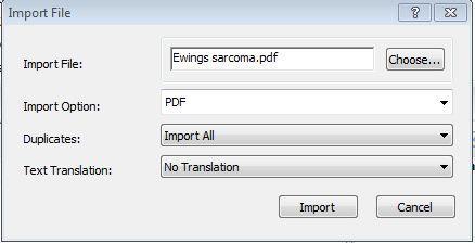 Du kan importere enkelte PDF-filer eller en hel mappe med PDF-er på én gang. Windows: 1. Velg fra toppmenyen File > Import > File (eller Folder hvis du har en mappe med PDF-filer) 2.