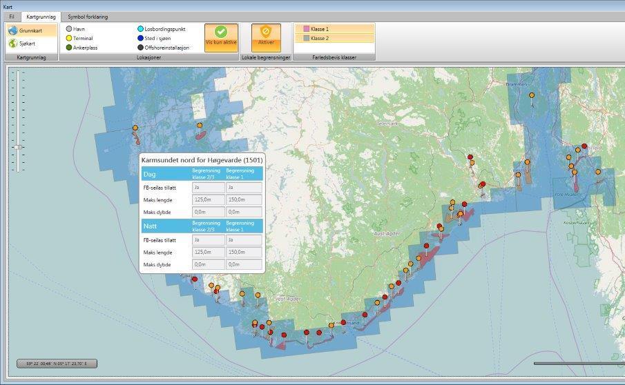 Lokale begrensninger I Njord kan saksbehandler enkelt få en visuell oversikt over gjeldende lokale begrensninger i