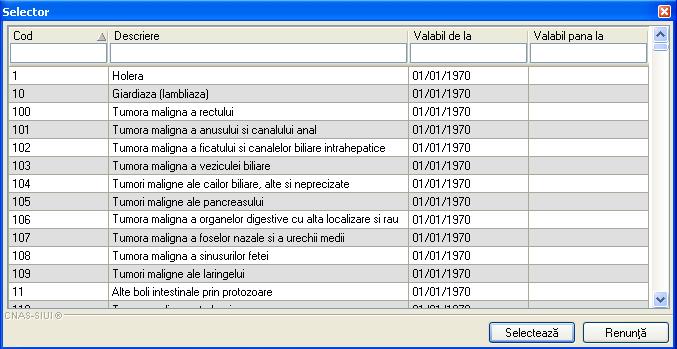 Fig. 6-39 Selector Diagnostic - Specialitatea medicului care