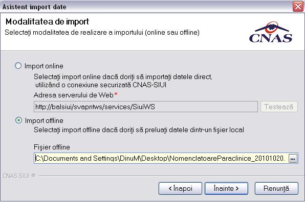 Sistemul afişează fereastra de selecţie fişier. Fig. 7-12 Selectare import offline Fig.