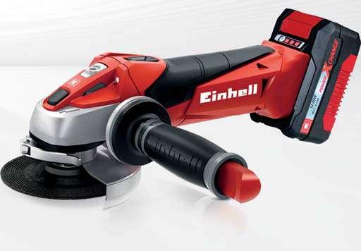 Einhell Cordless Angle Grinder AKUMULATORSKA UGAONA BRUSILICA TE-AG 18 Li Dodatna drška Blokada osovine Baterija napon / kapacitet 18 V / 3.