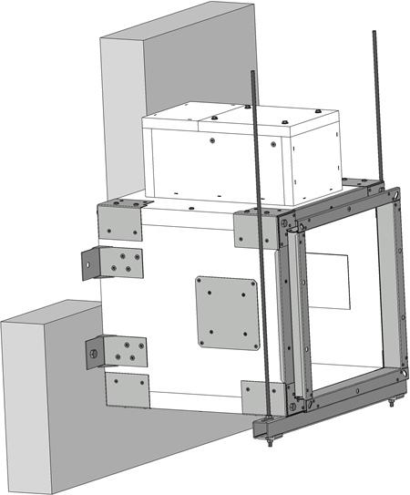 Position: 4 Damper SEDM Solid wall construction Ceramic paper* 4 Hinges * Ceramic paper is placed between damper and solid wall construction Fig.