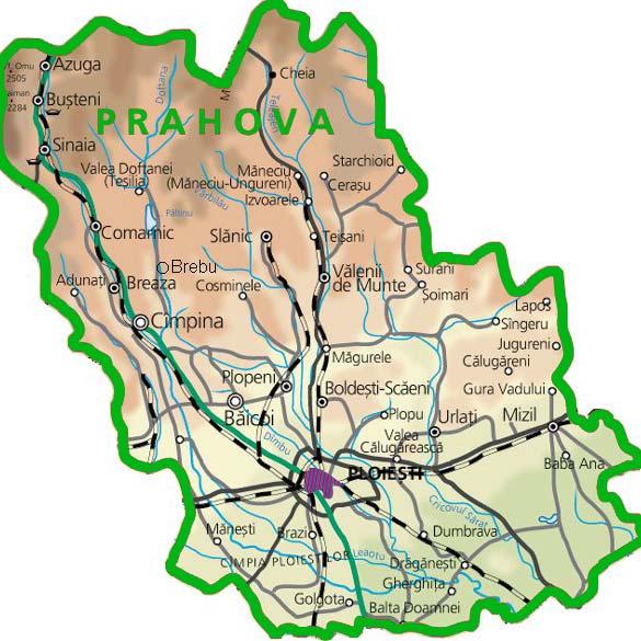 2.4. Caracteristici de mediu ale judeţului Prahova 2.4.1. Poziţia geografică Judeţul Prahova este situat în partea central sudică a ţării (în zona central nordică a Munteniei), având o suprafaţă de 4.