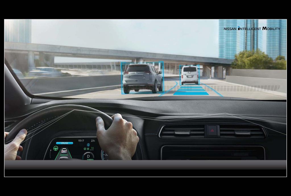 Nyt kjøringen HOLDER ET ØYE MED TRAFIKKEN OPPRETTHOLDER HASTIGHETEN OG AVSTANDEN KAN OGSÅ STANSE HELT NISSAN ProPILOT. Få hjelp når du trenger det.