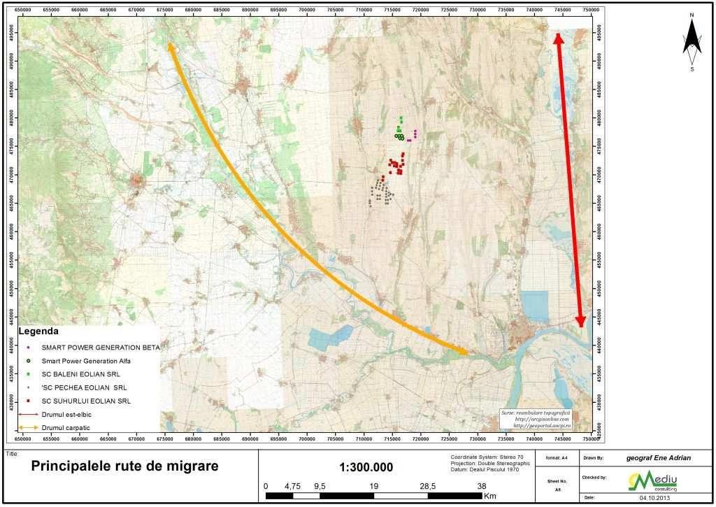 aria strict de influenţă a proiectului nu este atractivă pentru speciile de pradă, specii cu zbor planat, datorită lipsei structurilor generatoare de curenţi ascendenţi; nu au fost semnalate stoluri