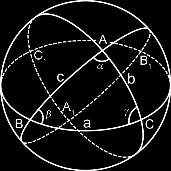 . Површина троугла У наставку, уместо степена за меру угла користимо радиjан. Доказаћемо да површина сферног троугла ABC на сфери полупречника ρ износи Π ABC = ( 